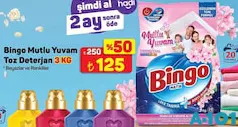 BİNGO MUTLU YUVAM TOZ DETERJAN BEYAZLAR VE RENKLİLER 3 KG fiyat ve kampanya bilgisi